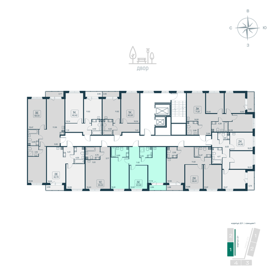 61,1 м², 2-комнатная квартира 7 750 000 ₽ - изображение 63