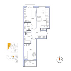 Квартира 61,3 м², 2-комнатная - изображение 1