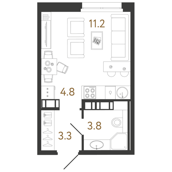 23,1 м², квартира-студия 9 318 806 ₽ - изображение 1