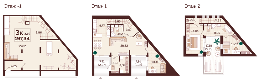 Квартира 197,3 м², 3-комнатная - изображение 1