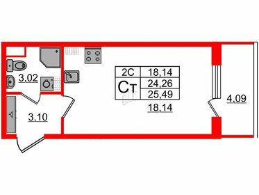 24,6 м², квартира-студия 4 600 124 ₽ - изображение 52