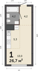 Квартира 26,7 м², студия - изображение 1