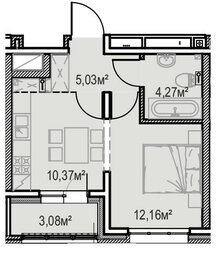 34 м², 1-комнатная квартира 4 400 000 ₽ - изображение 51