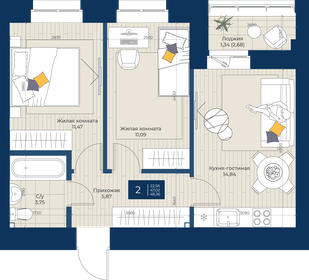 Квартира 48,4 м², 2-комнатная - изображение 1