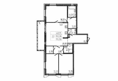 Квартира 113,7 м², 3-комнатная - изображение 1