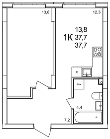 38,4 м², 1-комнатная квартира 5 500 000 ₽ - изображение 69