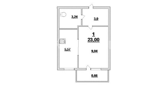 Квартира 23 м², студия - изображение 1