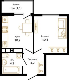 Квартира 31,9 м², 1-комнатная - изображение 1