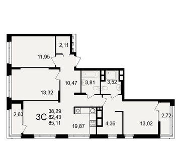 Квартира 85,1 м², 3-комнатная - изображение 1