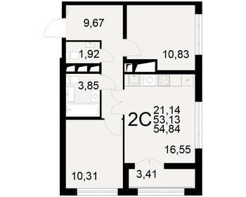 Квартира 54,8 м², 2-комнатная - изображение 1