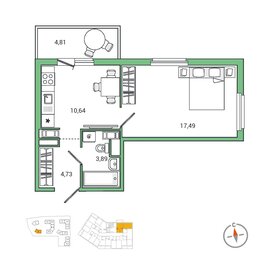 42,9 м², 1-комнатная квартира 9 400 000 ₽ - изображение 52