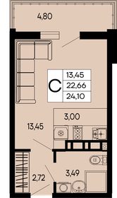 Квартира 24,1 м², студия - изображение 1