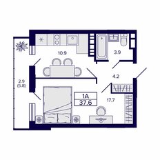 Квартира 39,6 м², 1-комнатная - изображение 2