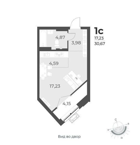 30,7 м², квартира-студия 4 450 000 ₽ - изображение 1
