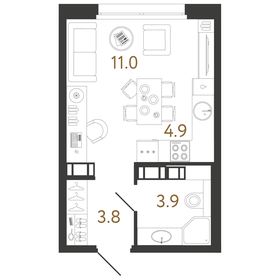 16,4 м², квартира-студия 3 000 000 ₽ - изображение 150