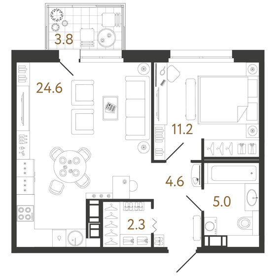 47,7 м², 1-комнатная квартира 17 682 094 ₽ - изображение 1