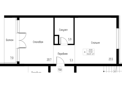 Квартира 64,4 м², студия - изображение 1