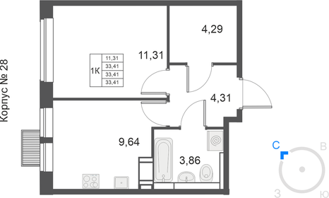 39,4 м², 1-комнатная квартира 9 149 974 ₽ - изображение 21