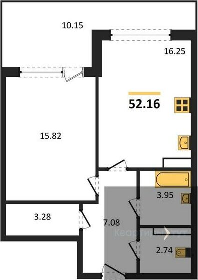 52,2 м², 1-комнатная квартира 8 067 066 ₽ - изображение 1