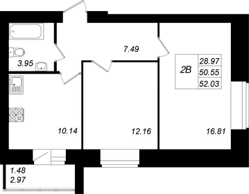 Квартира 52 м², 2-комнатная - изображение 1