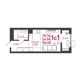 Квартира 28,4 м², студия - изображение 1