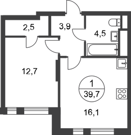 39,7 м², 1-комнатная квартира 12 648 206 ₽ - изображение 6