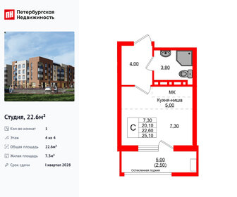Квартира 22,6 м², студия - изображение 1