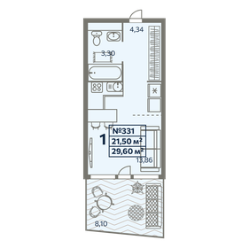 Квартира 29,6 м², студия - изображение 1