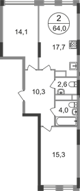 68 м², 2-комнатная квартира 16 000 000 ₽ - изображение 13