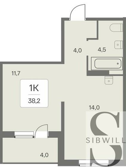 38,2 м², 1-комнатная квартира 4 200 000 ₽ - изображение 19