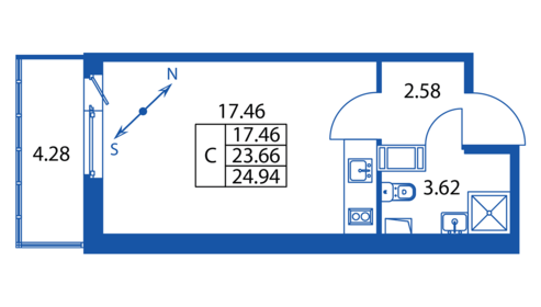 25,2 м², квартира-студия 4 220 888 ₽ - изображение 105