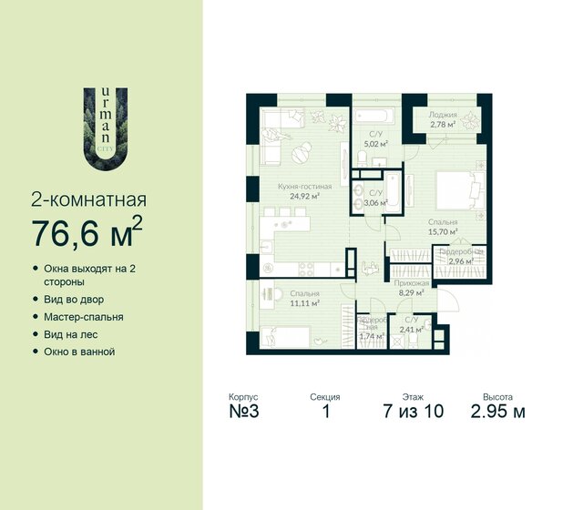 76,6 м², 2-комнатная квартира 11 750 210 ₽ - изображение 30