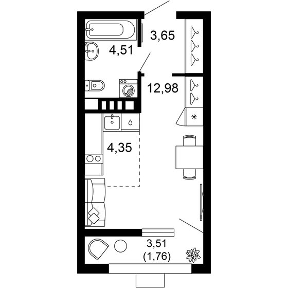 27,2 м², 1-комнатная квартира 6 314 232 ₽ - изображение 1