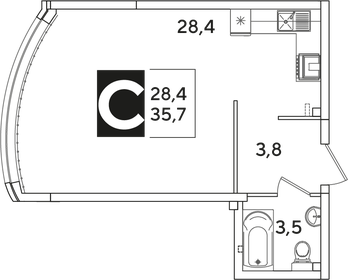 35,2 м², квартира-студия 7 367 360 ₽ - изображение 13