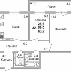 Квартира 63,2 м², 2-комнатная - изображение 3