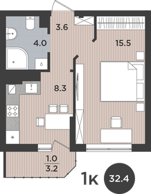 Квартира 32,4 м², 1-комнатная - изображение 1