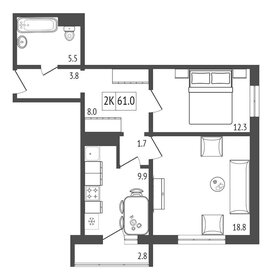57,6 м², 2-комнатная квартира 7 500 000 ₽ - изображение 58