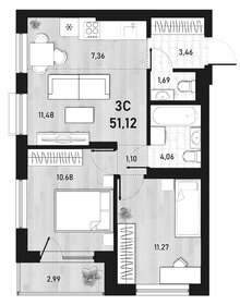 46,8 м², 2-комнатная квартира 6 150 000 ₽ - изображение 2