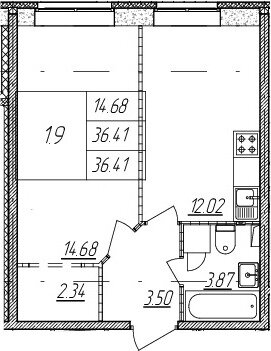 36,4 м², 1-комнатная квартира 4 356 000 ₽ - изображение 18