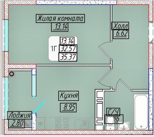 Квартира 35,4 м², 1-комнатная - изображение 1