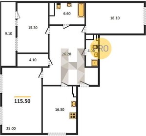 Квартира 115,5 м², 3-комнатная - изображение 1