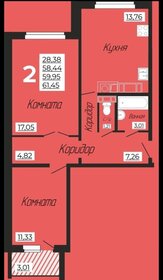 Квартира 61,5 м², 2-комнатная - изображение 1