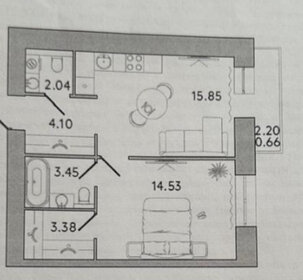 Квартира 44 м², 1-комнатная - изображение 1