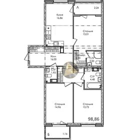 Квартира 98,9 м², 3-комнатная - изображение 1