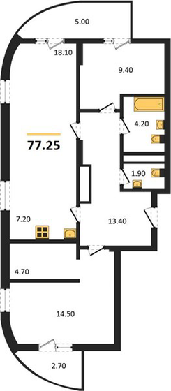 75 м², 3-комнатная квартира 14 390 000 ₽ - изображение 41