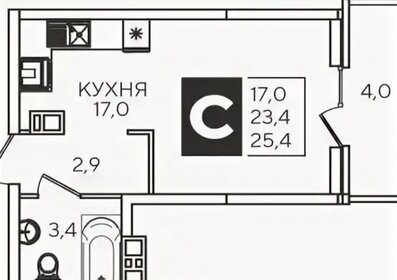 Квартира 26 м², студия - изображение 1