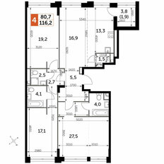 Квартира 116,2 м², 4-комнатная - изображение 1