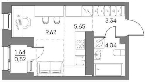 Квартира 23,5 м², студия - изображение 1