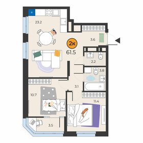 61,3 м², 2-комнатная квартира 8 410 360 ₽ - изображение 6