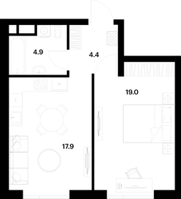 43,8 м², 1-комнатная квартира 18 500 000 ₽ - изображение 173